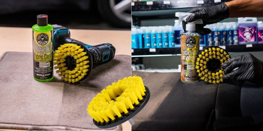 Středně tvrdý kartáč Spinner Medium Duty o průměru 125 mm pro hloubkové čištění koberců, čalounění a odolných povrchů pomocí vrtačky.