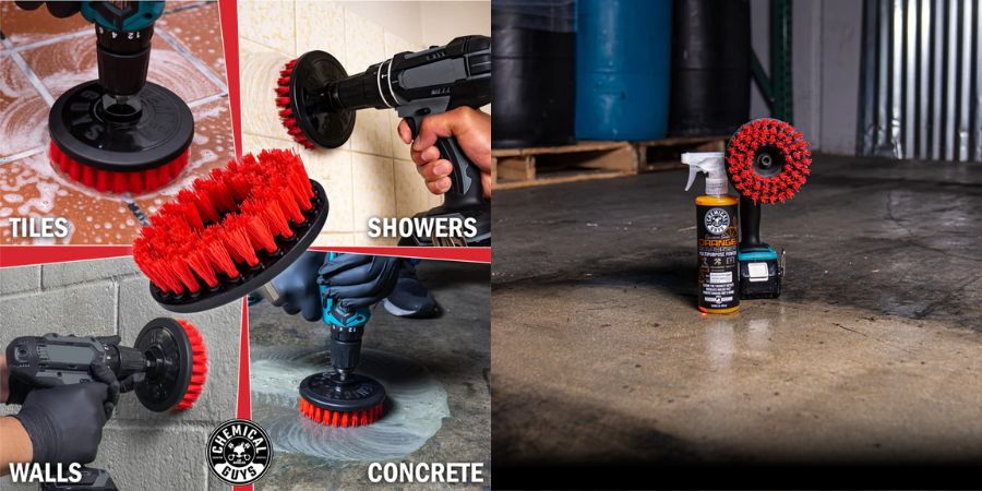 Tvrdý kartáč Spinner Heavy Duty pro hloubkové čištění dlaždic, spár a odolných povrchů pomocí vrtačky.