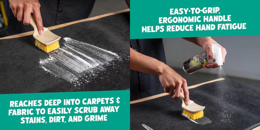 Chemical Guys Nifty Interior Detailing Brush je profesionální kartáč určený pro důkladné čištění interiéru vozidla, zejména koberců, rohoží a zavazadlového prostoru.