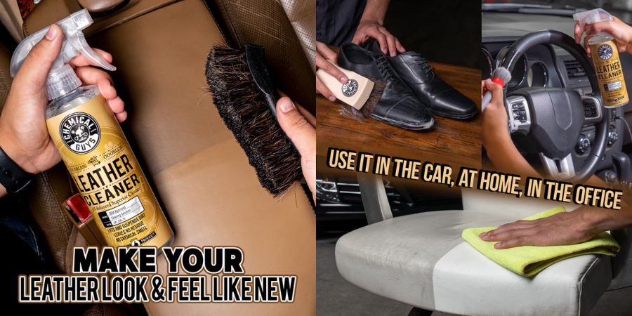 Chemical Guys Leather Cleaner je pH vyvážený čistič kůže, který šetrně odstraňuje nečistoty, mastnotu a oleje z kožených povrchů. Proníká do pórů kůže, nezanechává zbytky a pomáhá zachovat přirozený vzhled, pružnost a dlouhou životnost koženého interiéru.