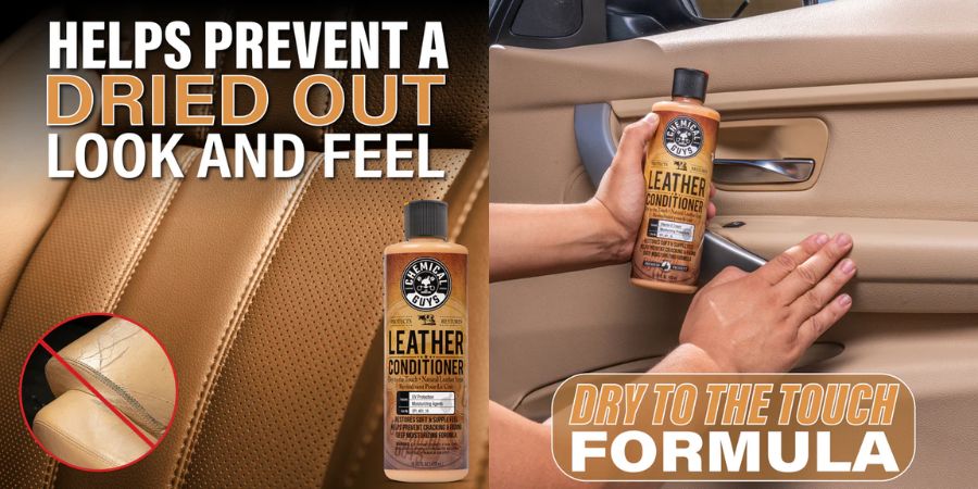 Leather Conditioner je výživný kondicionér na kůži, který hydratuje, obnovuje pružnost a chrání kožené sedadla a interiér auta před vysycháním, popraskáním a blednutím.