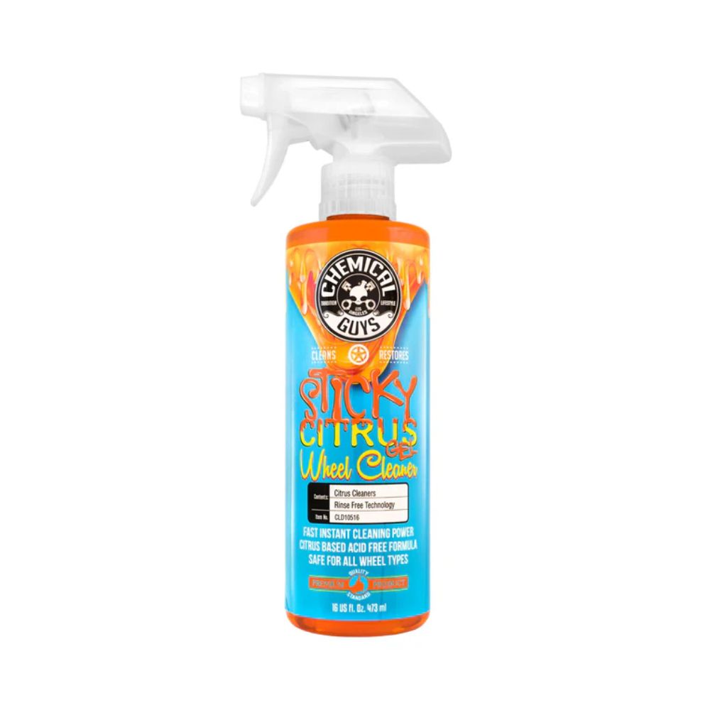 Chemical Guys Sticky Citrus Gel je vysoce účinný čistič kol s hustou gelovou konzistencí, která perfektně přilne k povrchu a zajistí hloubkové čištění bez zbytečného drhnutí.