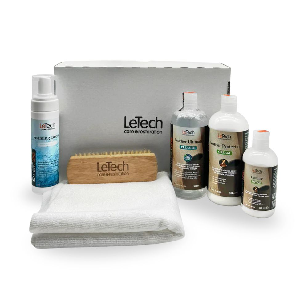 Sada LeTech Leather Care Kit Advanced byla navržena tak, aby splňovala nároky profesionálů i náročných uživatelů a nabízela vyváženou kombinaci výkonu, bezpečnosti a jednoduché aplikace: ekologické složení na vodní bázi bez agresivních přísad rychlé odpařování aktivních složek, bez nutnosti oplachu vysoká účinnost již po jednom použití čisticích a ochranných přípravků ochrana proti opotřebení a UV záření, která zpomaluje stárnutí kůže vodoodpudivé a nečistoty odpuzující vlastnosti, usnadňující další údržbu snadné použití, vhodné i pro uživatele bez předchozích zkušeností