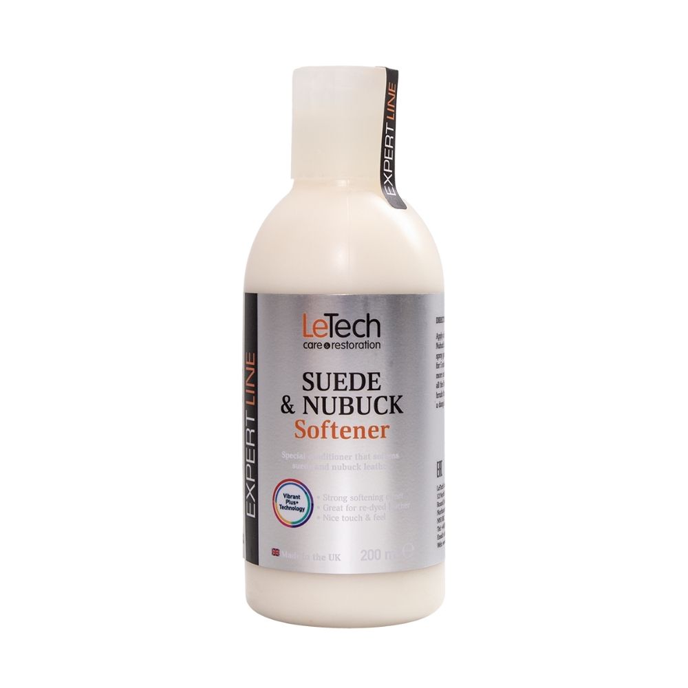 LeTech Suede & Nubuck Softener Expert Line je profesionální kondicionér vyvinutý pro obnovu vlastností citlivých typů kůže. Pomáhá regenerovat semiš, nubuk, anilinovou a Pull-Up kůži a navracet materiálu měkkost, pružnost a příjemný omak.