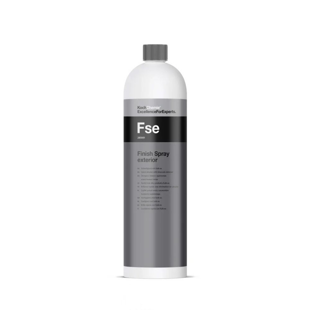 Koch-Chemie Finish Spray exterior Fse 1 l odstraňuje vodní kámen a minerální skvrny z laku, skla a plastů. Zvyšuje lesk, prohlubuje barvu a ošetřuje povrch.